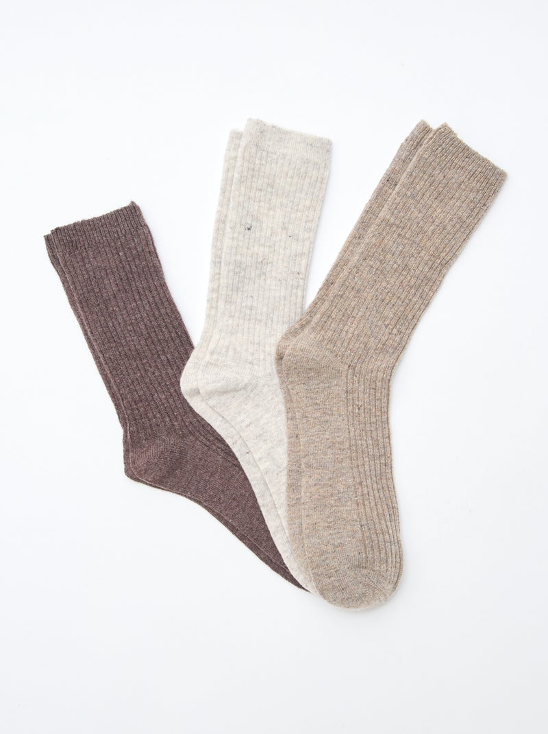 Lot de 3 paires de chaussettes en laine chaude