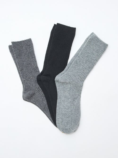 Lot de 3 paires de chaussettes en laine chaude - Kiabi
