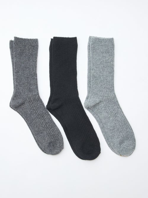 Lot de 3 paires de chaussettes en laine chaude - Kiabi