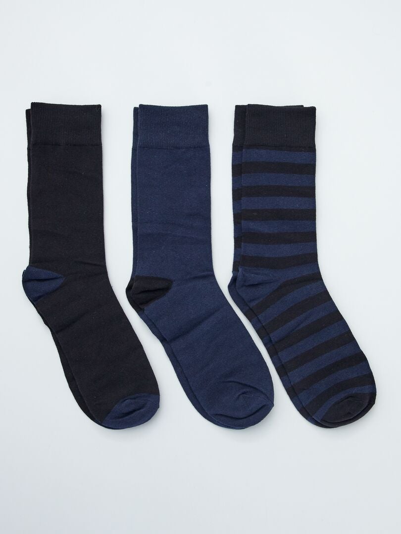 Lot de 3 paires de chaussettes en maille bleu marine - Kiabi