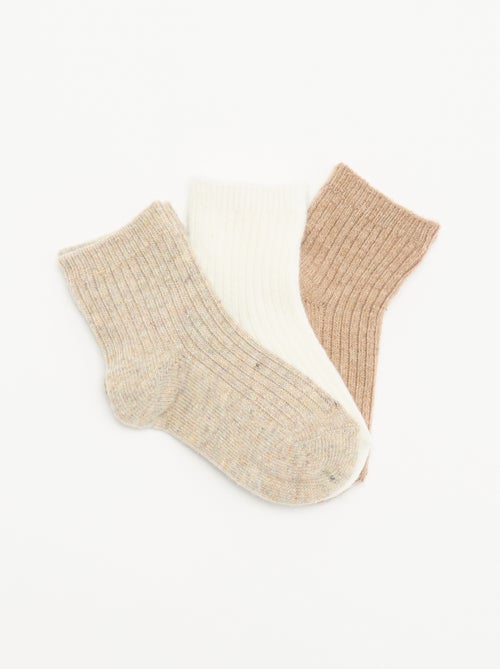 Lot de 3 paires de chaussettes en maille côtelée - Kiabi Lot de 3 paires de chaussettes en maille côtelée - Kiabi