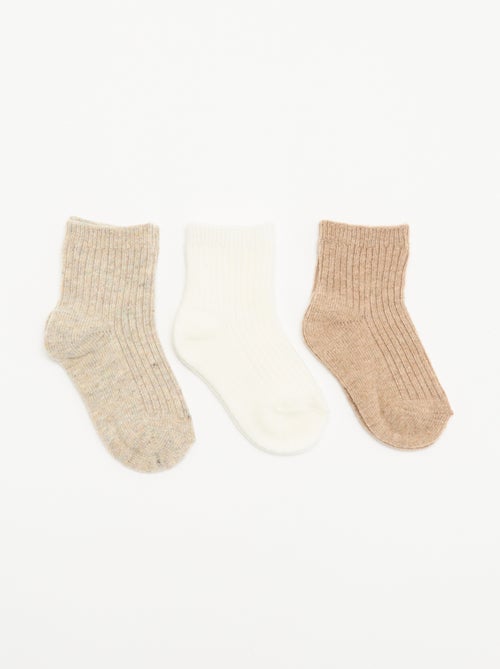 Lot de 3 paires de chaussettes en maille côtelée - Kiabi Lot de 3 paires de chaussettes en maille côtelée - Kiabi