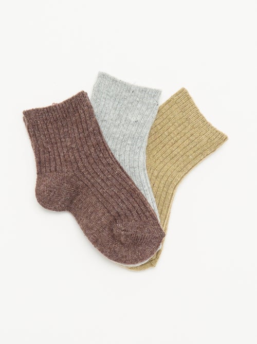 Lot de 3 paires de chaussettes en maille côtelée - Kiabi