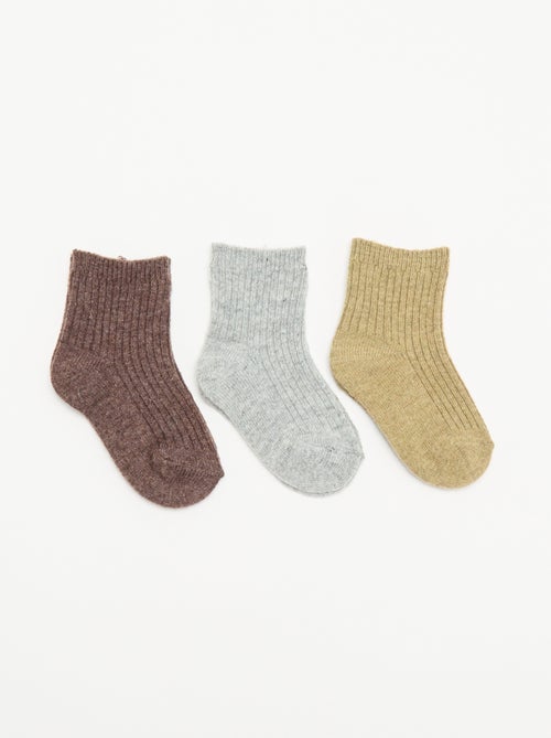 Lot de 3 paires de chaussettes en maille côtelée - Kiabi