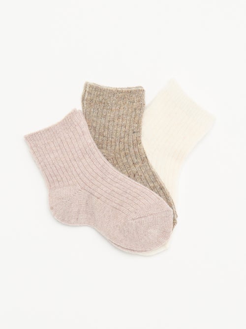 Lot de 3 paires de chaussettes en maille côtelée - Kiabi