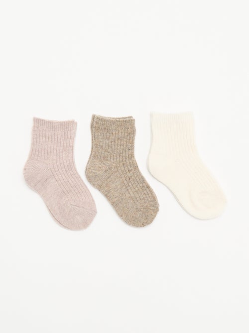 Lot de 3 paires de chaussettes en maille côtelée - Kiabi
