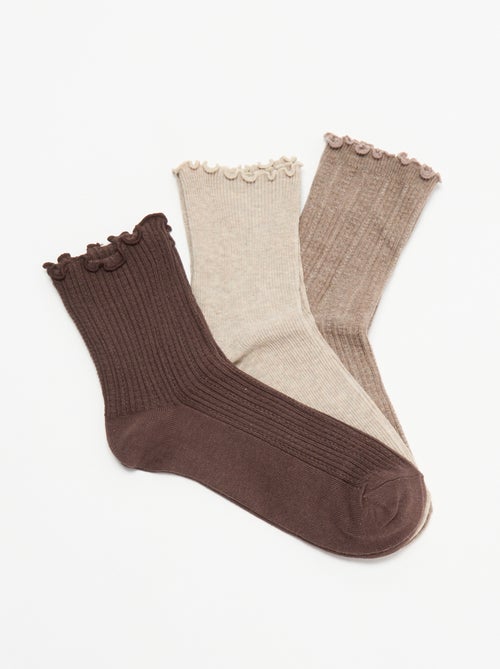 Lot de 3 paires de chaussettes en maille pointelle - Kiabi