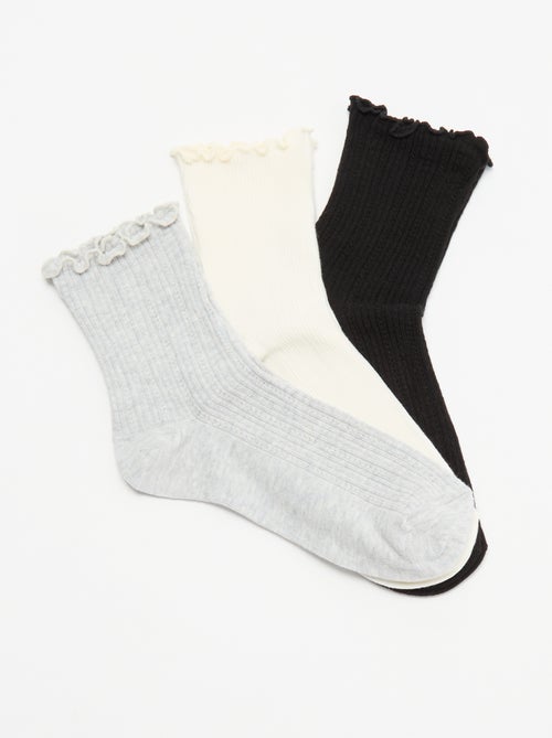 Lot de 3 paires de chaussettes en maille pointelle - Kiabi