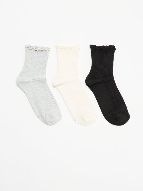Lot de 3 paires de chaussettes en maille pointelle - Kiabi