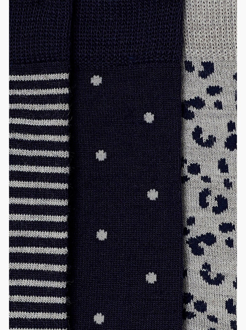 Lot de 3 paires de chaussettes fantaisie thermolactyl - damart Bleu - Kiabi