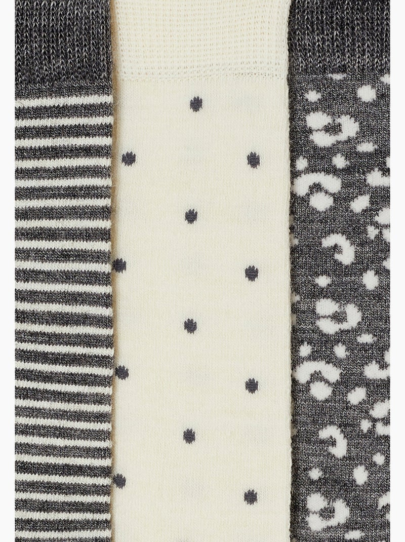 Lot de 3 paires de chaussettes fantaisie thermolactyl - damart Gris - Kiabi