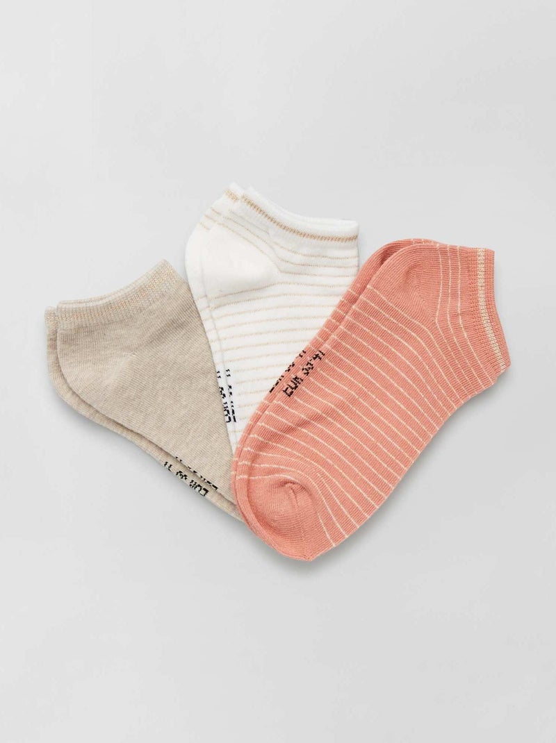 Lot de 3 paires de chaussettes fantaisies beige/orange/blanc - Kiabi