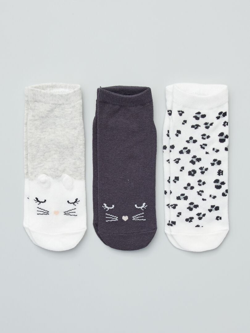Lot de 3 paires de chaussettes fantaisies chat - Kiabi