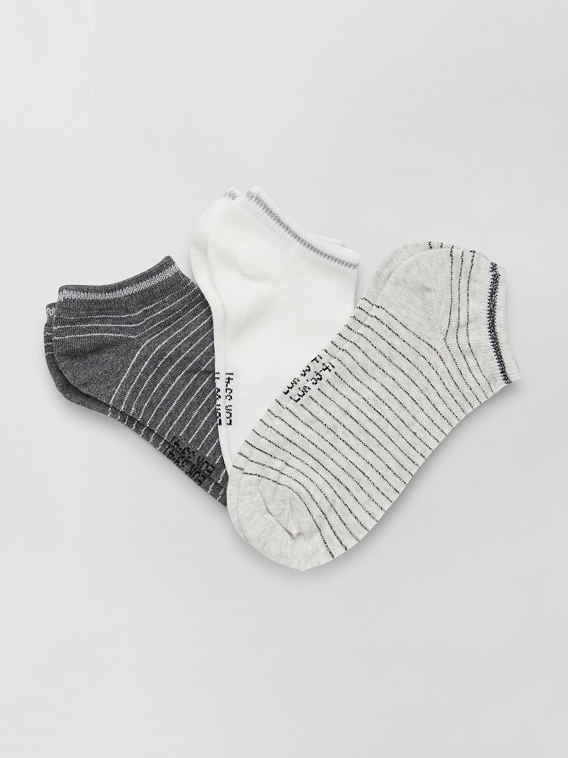 Lot de 3 paires de chaussettes fantaisies gris - Kiabi