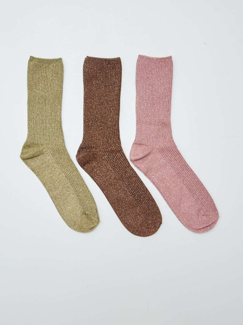 Lot de 3 paires de chaussettes fantaisies Kaki - Kiabi