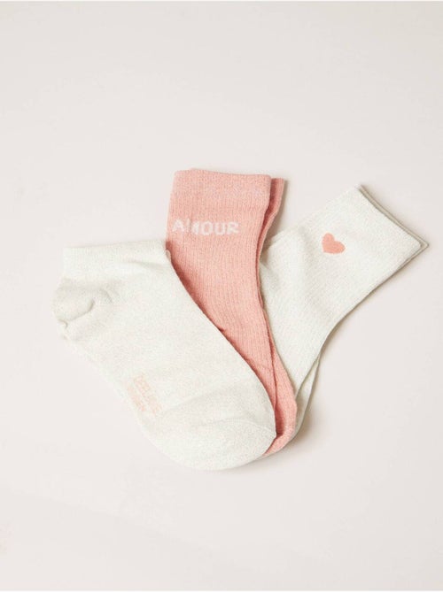 Lot de 3 paires de chaussettes femme en coton féminines et tendances 'Deeluxe' - Kiabi