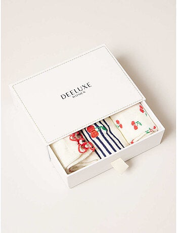Lot de 3 paires de chaussettes femme en coton motif cerise 'Deeluxe'