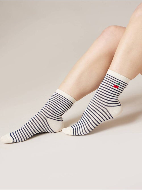 Lot de 3 paires de chaussettes femme en coton motif cerise 'Deeluxe' - Kiabi