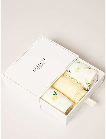 Lot de 3 paires de chaussettes femme en coton motif citron 'Deeluxe'