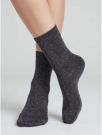 Lot de 3 paires de chaussettes femme léopard et unies 'deeluxe'