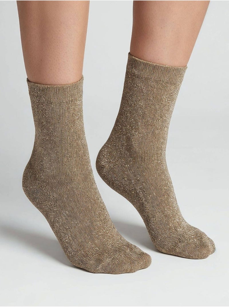 Lot de 3 paires de chaussettes femme léopard et unies 'deeluxe' Taupe - Kiabi