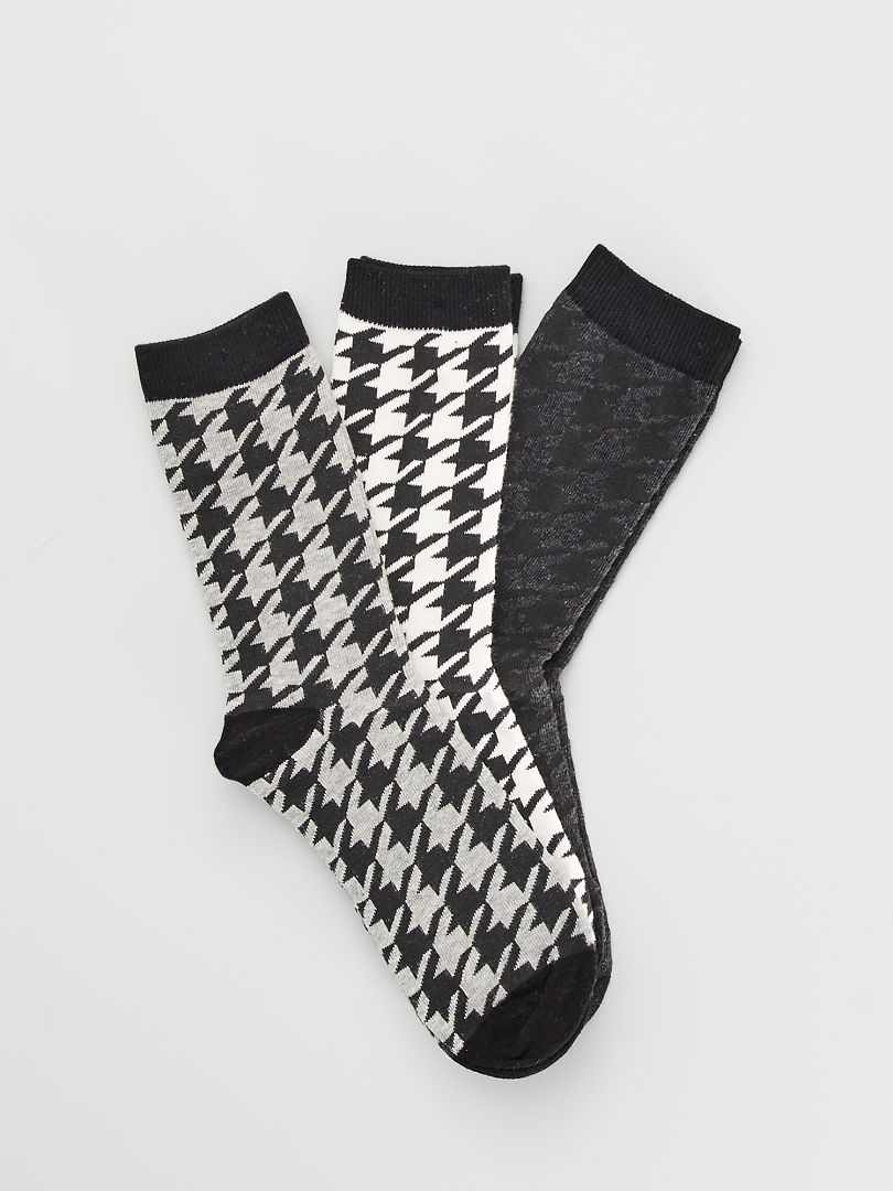 Lot de 3 paires de chaussettes gris/blanc - Kiabi