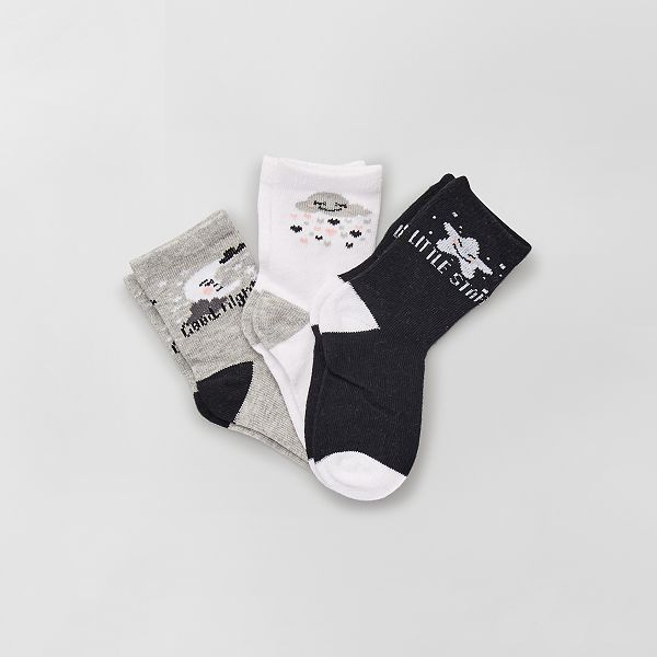 Lot De 3 Paires De Chaussettes Bebe Fille Gris Noir Kiabi 5 00