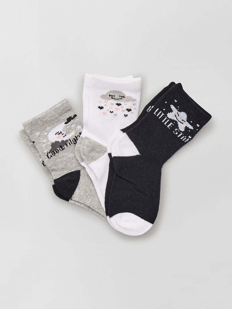 Lot de 3 paires de chaussettes 'Stitch' - Noir/gris/bleu - Kiabi - 4.80€