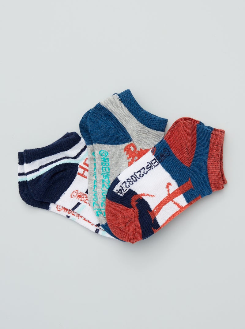 Lot de 3 paires de chaussettes 'Harry Potter' bleu/gris - Kiabi