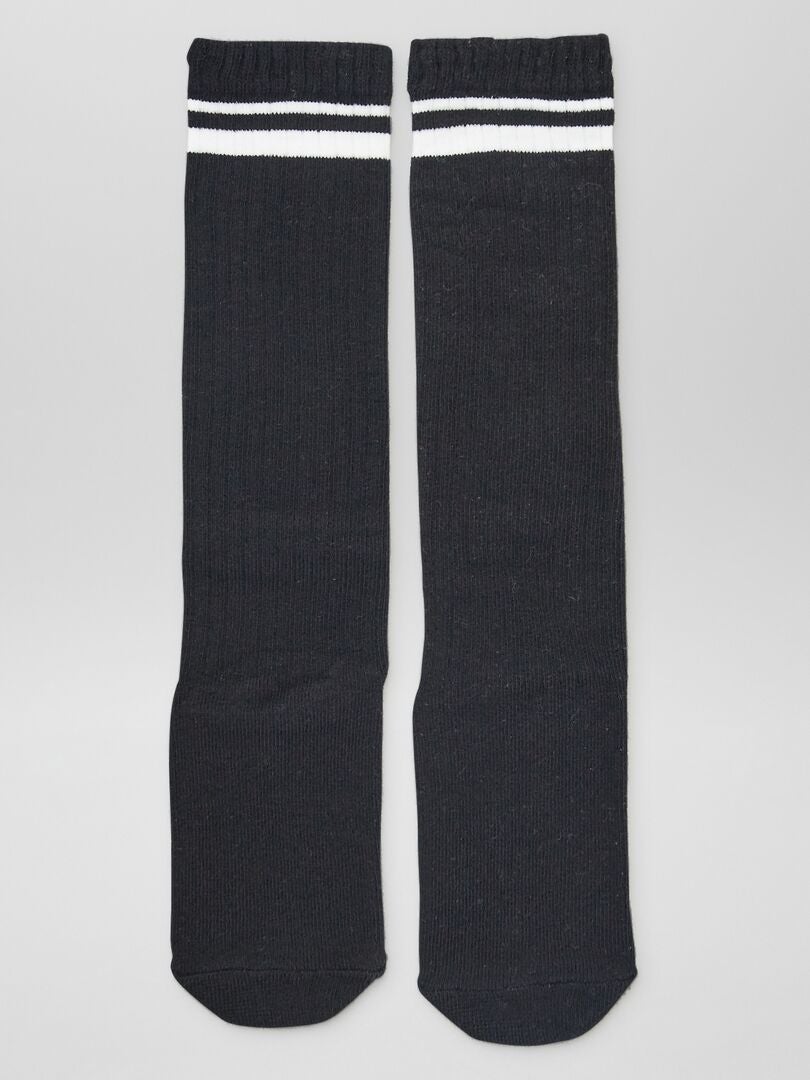 Lot de 3 paires de chaussettes hautes sport - Gris/noir - Kiabi