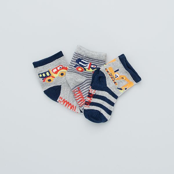 Lot De 3 Paires De Chaussettes Imprimee Bebe Garcon Gris Marine Kiabi 4 00
