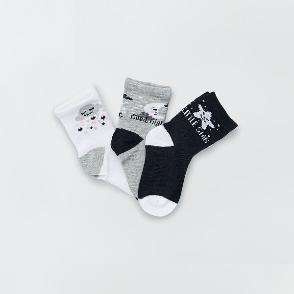 Lot De 3 Paires De Chaussettes Imprimees Bebe Fille Noir Kiabi 4 00