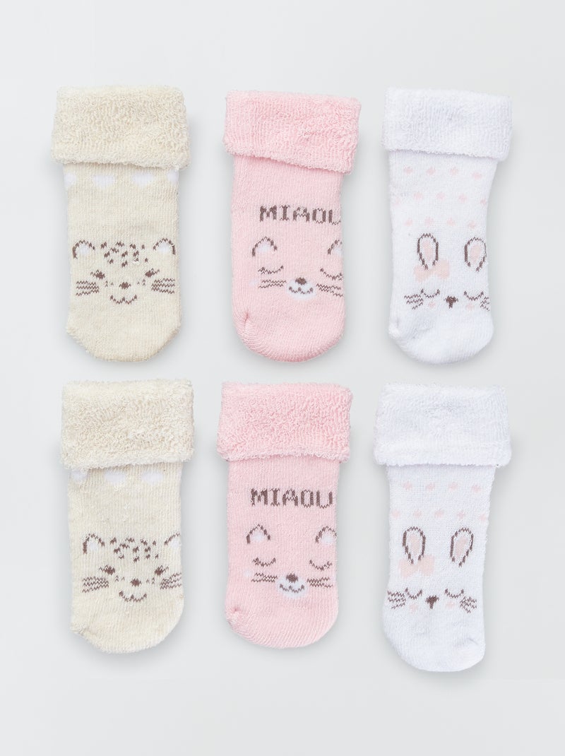Lot de 3 paires de chaussettes imprimés animaux Beige/rose - Kiabi