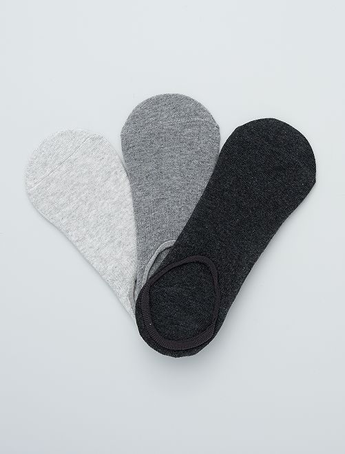 Lot de 3 paires de chaussettes invisibles                                                      anth/gris/blanc 
