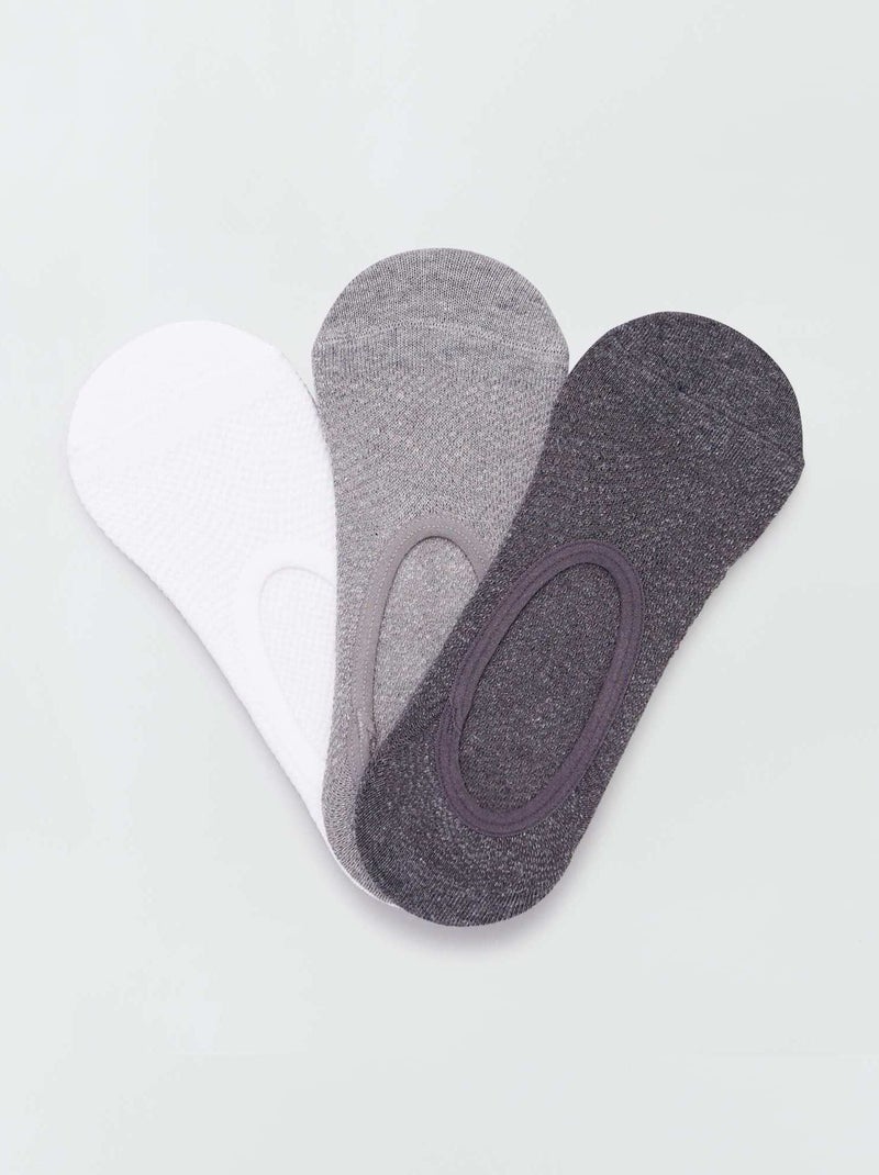 Lot de 3 paires de chaussettes invisibles gris - Kiabi