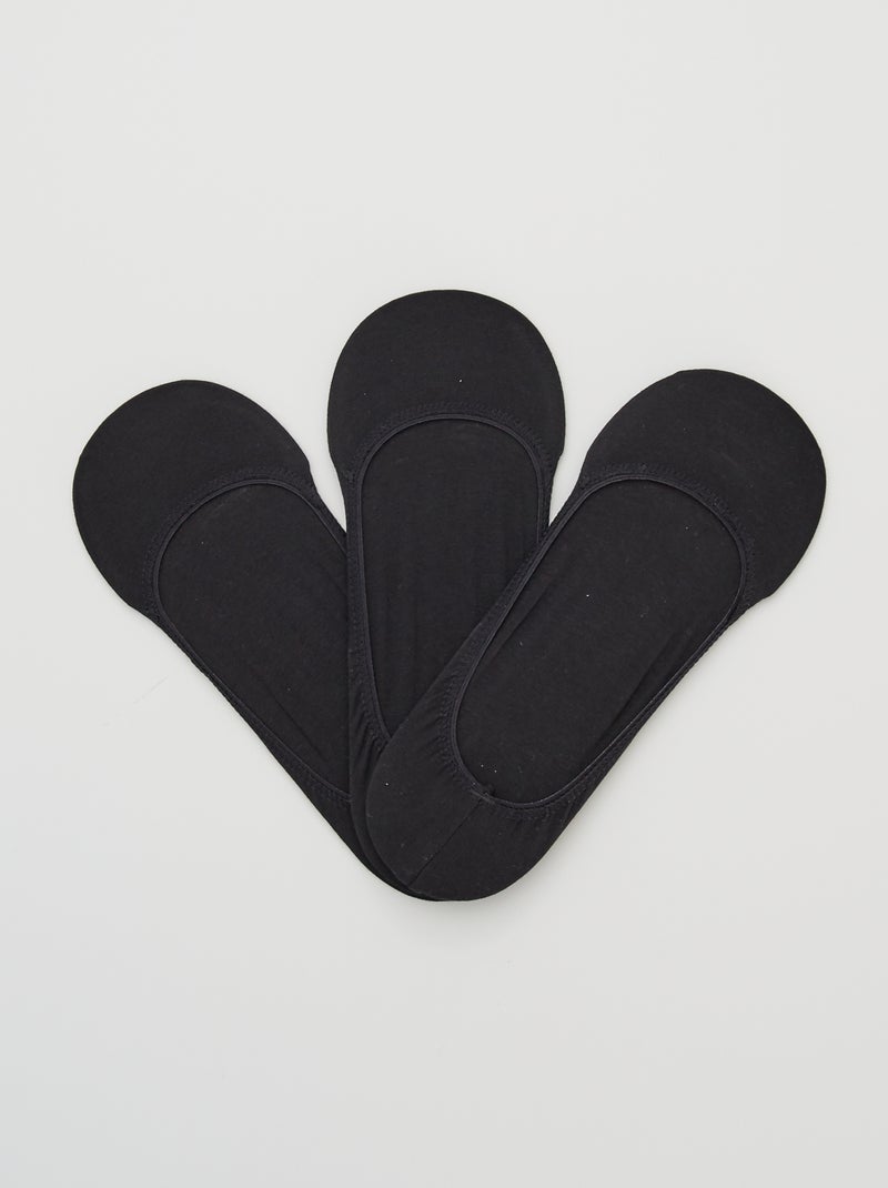 Lot de 3 paires de chaussettes invisibles noir - Kiabi