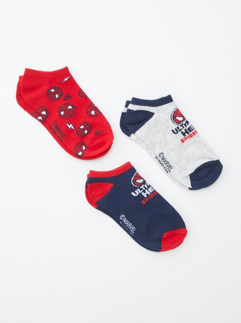 Lot de 3 paires de chaussettes invisibles 'Spider Man' 'Marvel' BLEU - Kiabi