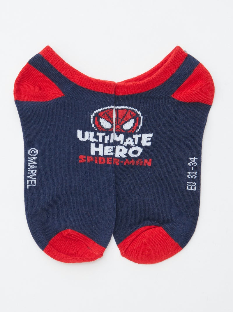 Lot de 3 paires de chaussettes invisibles 'Spider Man' 'Marvel' BLEU - Kiabi