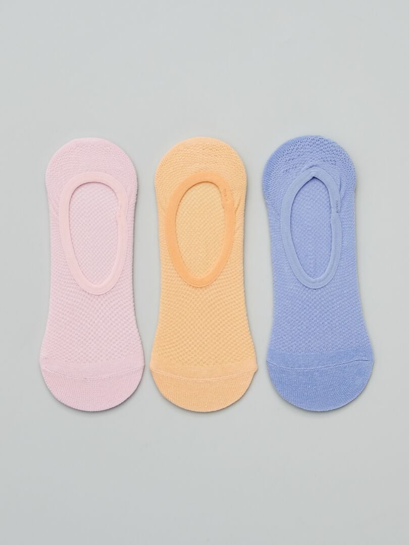 Lot de 3 paires de chaussettes invisibles Violet/beige/rose - Kiabi