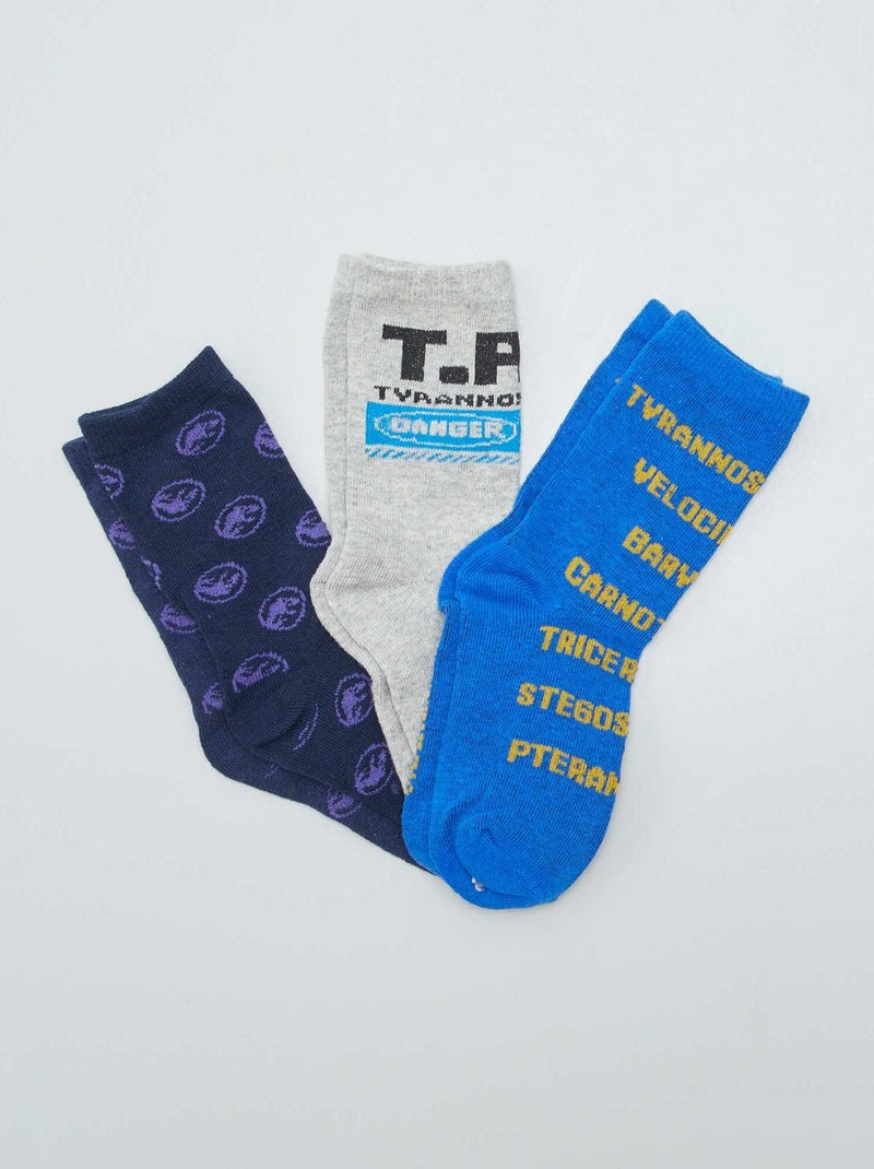 Lot de 3 paires de chaussettes 'Jurassic World' Bleu - Kiabi