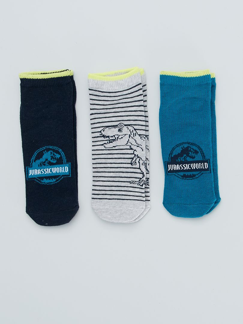 Lot de 3 paires de chaussettes 'Jurassic world' noir/bleu - Kiabi