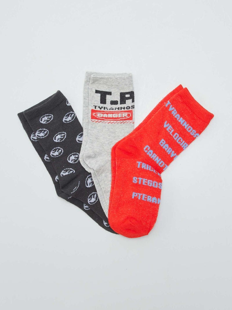 Lot de 3 paires de chaussettes 'Jurassic World' Rouge - Kiabi