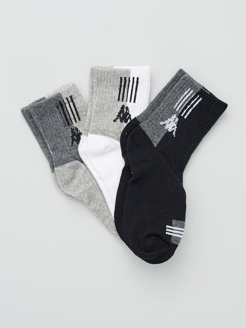 Lot de 3 paires de chaussettes 'Kappa' noir/gris/blanc - Kiabi