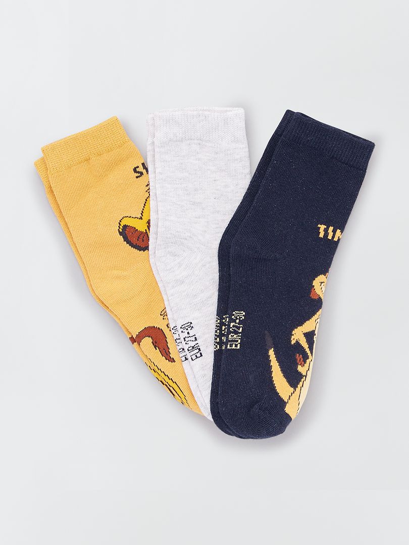Lot de 3 paires de chaussettes 'Le roi Lion' jaune/gris/bleu marine - Kiabi