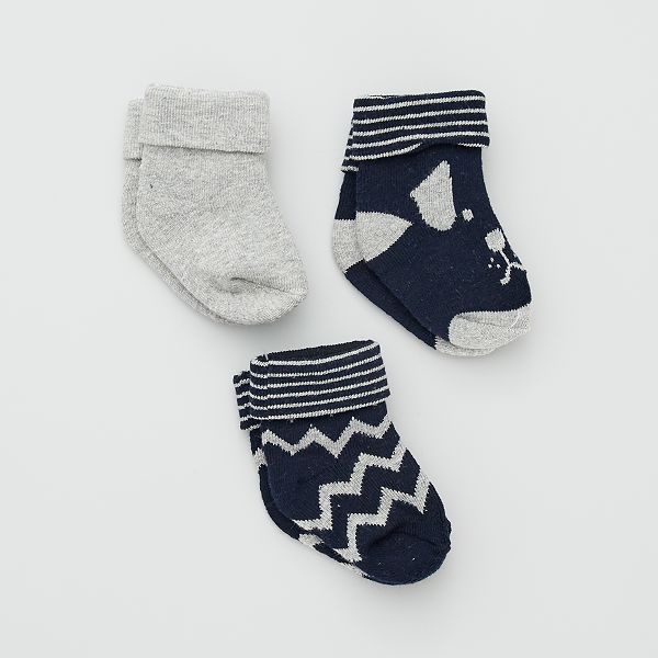 Lot De 3 Paires De Chaussettes Bebe Garcon Marine Gris Kiabi 5 00