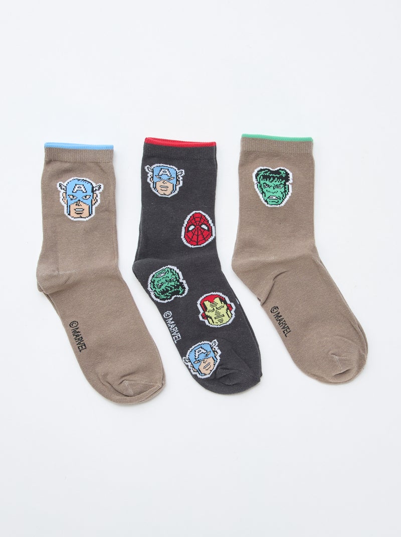 Lot de 3 paires de chaussettes 'Marvel' Marron - Kiabi