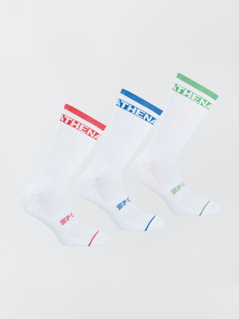 Lot de 3 paires de chaussettes mi-hautes 'Athena' Blanc - Kiabi