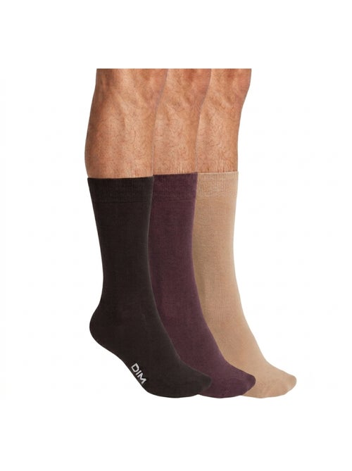 Lot de 3 paires de chaussettes mi-hautes Basique Coton - Kiabi Lot de 3 paires de chaussettes mi-hautes Basique Coton - Kiabi
