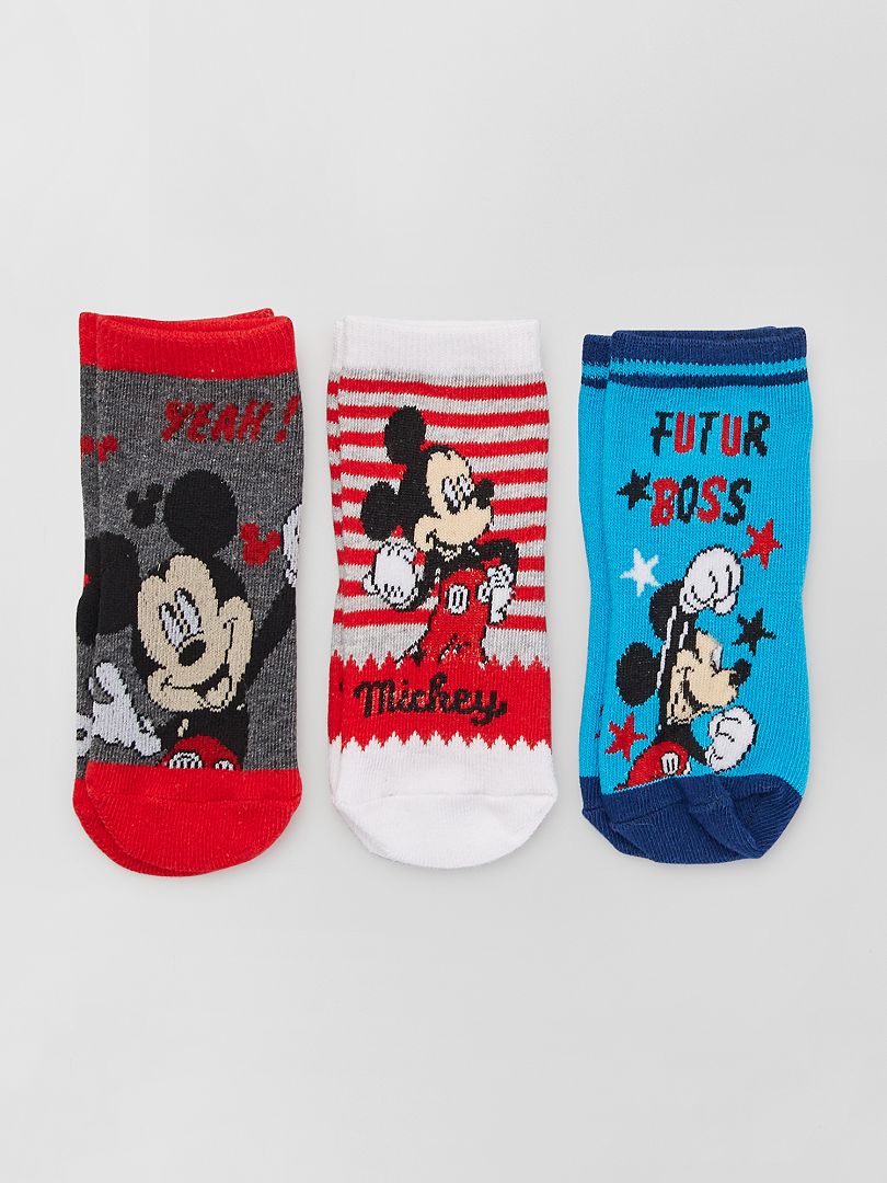Lot de 3 paires de chaussettes 'Mickey' 'Disney' rouge - Kiabi