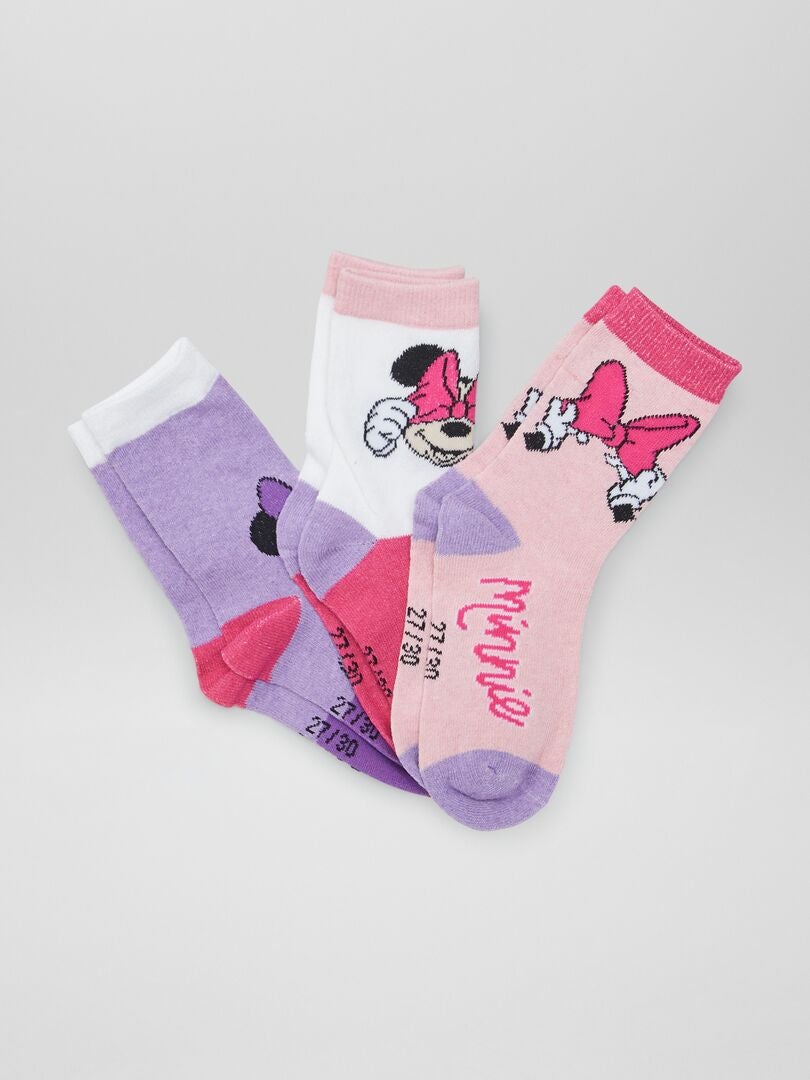 Lot de 3 paires de chaussettes 'Minnie' 'Disney' Rose - Kiabi